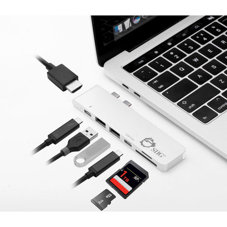 SIIG Thunderbolt 3 USB-C Hub HDMI with Card Reader & PD Adapter - Silver — JU-TB0412-S1