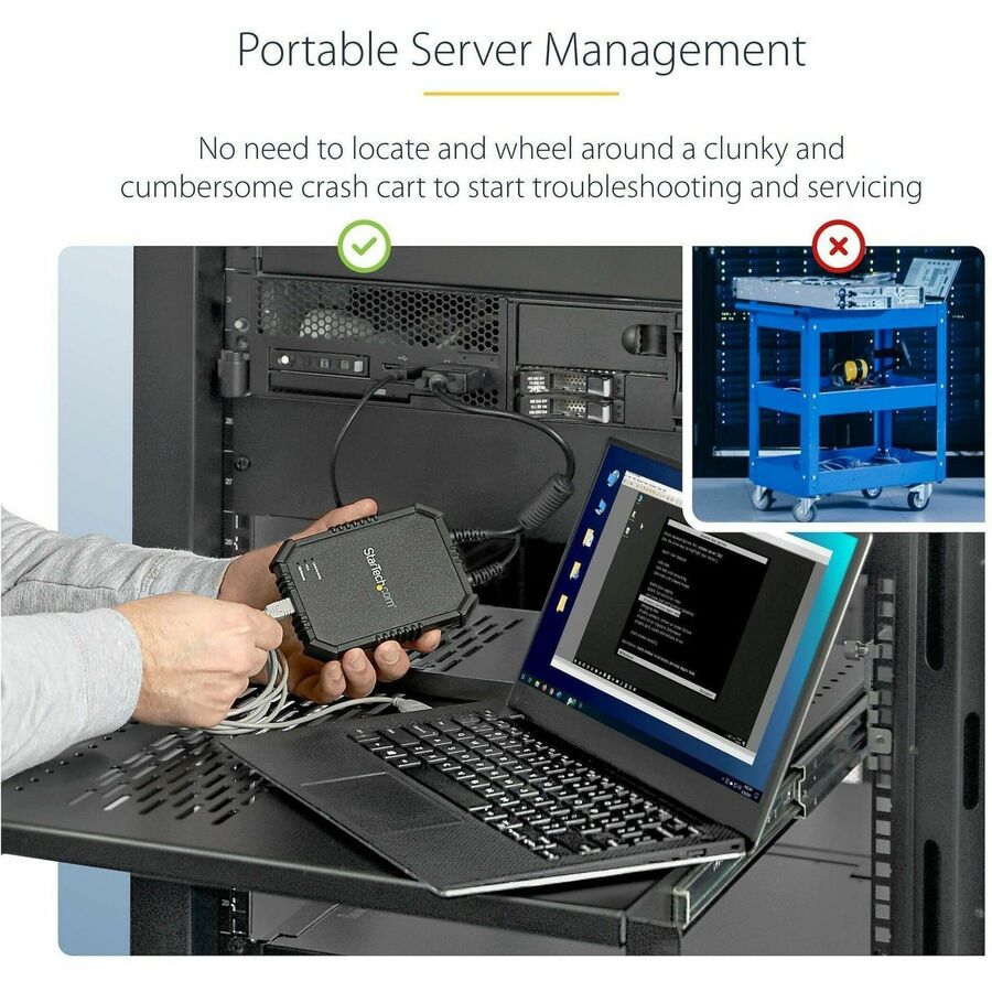 StarTech.com Laptop to Server KVM Console, Rugged USB Crash Cart Adapter with File Transfer and Video Capture, TAA — NOTECONS02X