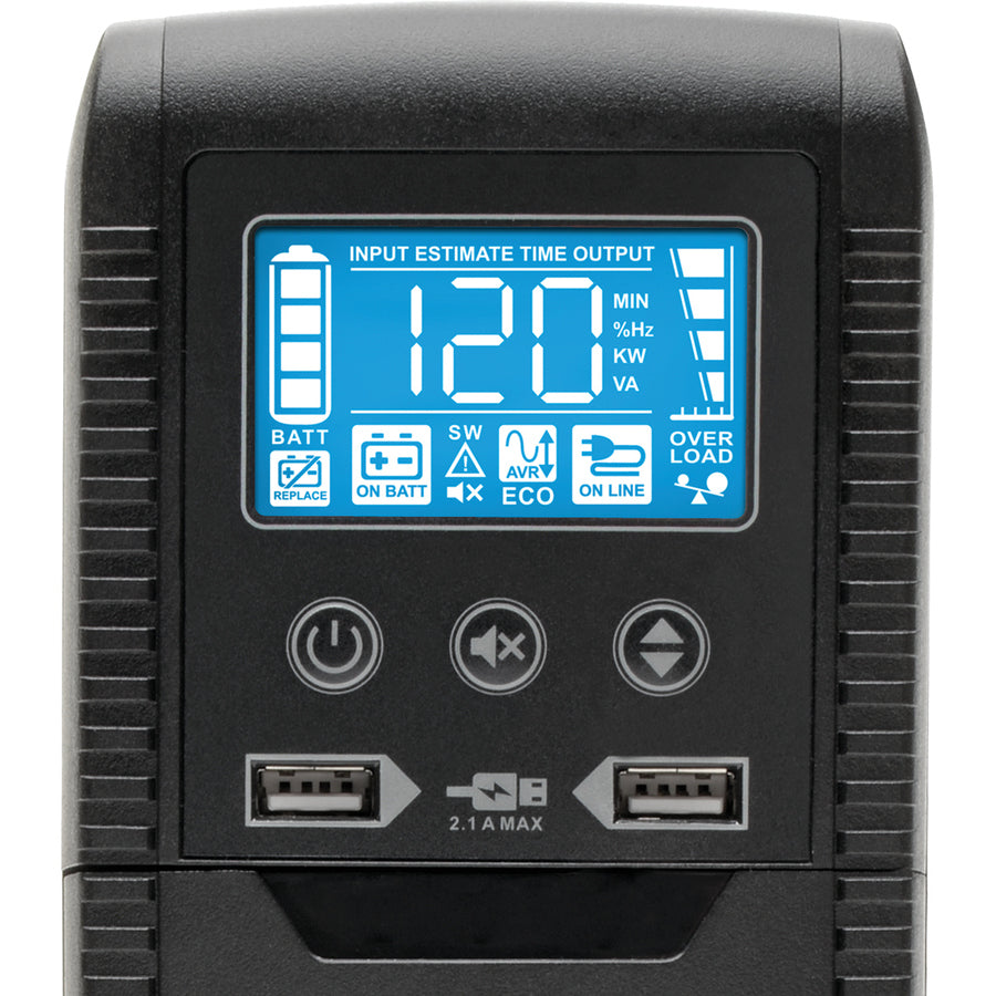 Eaton Tripp Lite Series Line-Interactive UPS with USB and 8 Outlets - 120V, 1000VA, 600W, 50/60 Hz, AVR, ECO Series — ECO1000LCD