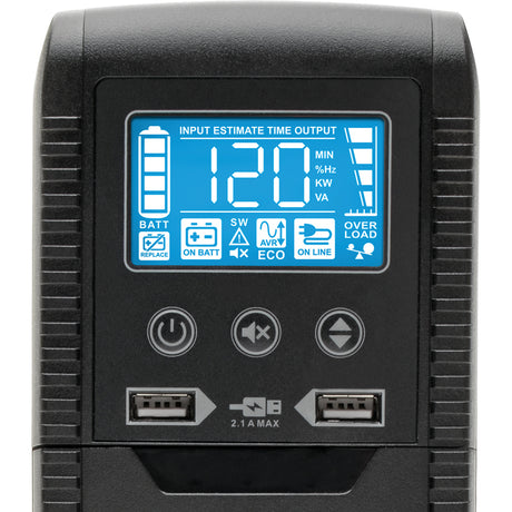 Eaton Tripp Lite Series Line-Interactive UPS with USB and 8 Outlets - 120V, 1000VA, 600W, 50/60 Hz, AVR, ECO Series — ECO1000LCD