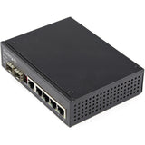 StarTech.com Industrial 6 Port Gigabit Ethernet Switch 4 PoE RJ45 +2 SFP Slots 30W PoE+ 48VDC 10/100/1000 Mbps -40C to 75C w/DIN Connector — IES1G52UPDIN