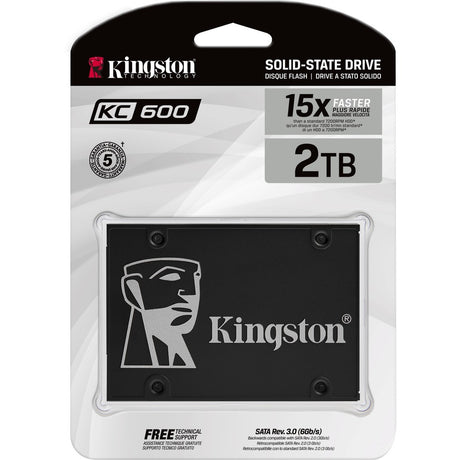 Kingston KC600 2 TB Solid State Drive - 2.5" Internal - SATA (SATA/600) - 3.5" Carrier — SKC600/2048G