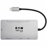 Eaton Tripp Lite Series USB-C Dock, Dual Display - 4K 60 Hz HDMI, USB 3.x (5Gbps) Hub Ports, Memory Card, 100W PD Charging, Gray — U442-DOCK8-GG