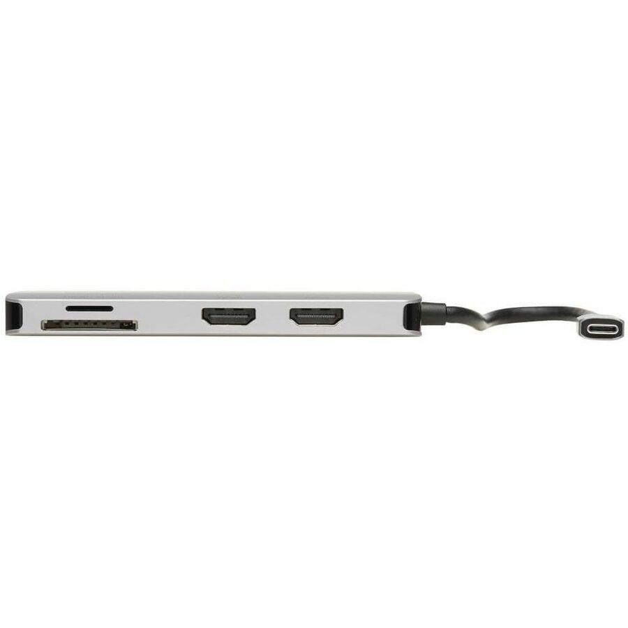 Eaton Tripp Lite Series USB-C Dock, Dual Display - 4K 60 Hz HDMI, USB 3.x (5Gbps) Hub Ports, Memory Card, 100W PD Charging, Gray — U442-DOCK8-GG