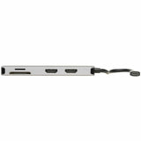 Eaton Tripp Lite Series USB-C Dock, Dual Display - 4K 60 Hz HDMI, USB 3.x (5Gbps) Hub Ports, Memory Card, 100W PD Charging, Gray — U442-DOCK8-GG