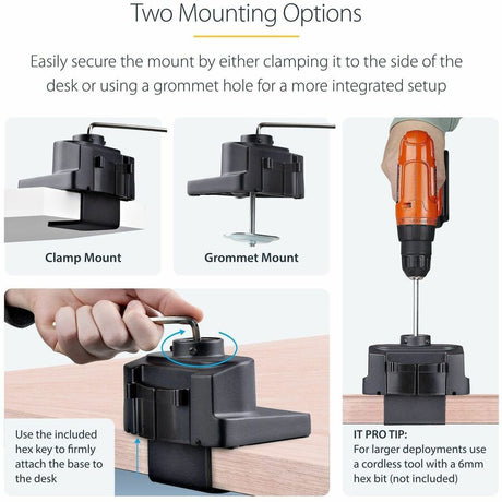 StarTech.com Desk Mount Monitor Arm with 2x USB 3.0 ports for VESA Display up to 34" (17.6lb/8kg), C-Clamp/Grommet, Mechanical Spring — ARMPIVOT2USB3