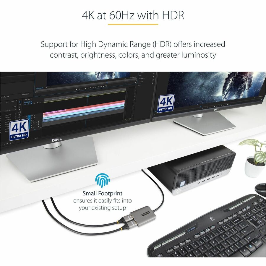 StarTech.com DP to Dual HDMI MST HUB, Dual HDMI 4K 60Hz, 2 Port DisplayPort Multi Monitor Adapter with 1ft/30cm Cable, DP 1.4 | DSC | HBR3 — MST14DP122HD