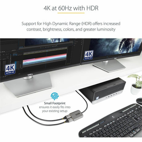 StarTech.com DP to Dual HDMI MST HUB, Dual HDMI 4K 60Hz, 2 Port DisplayPort Multi Monitor Adapter with 1ft/30cm Cable, DP 1.4 | DSC | HBR3 — MST14DP122HD