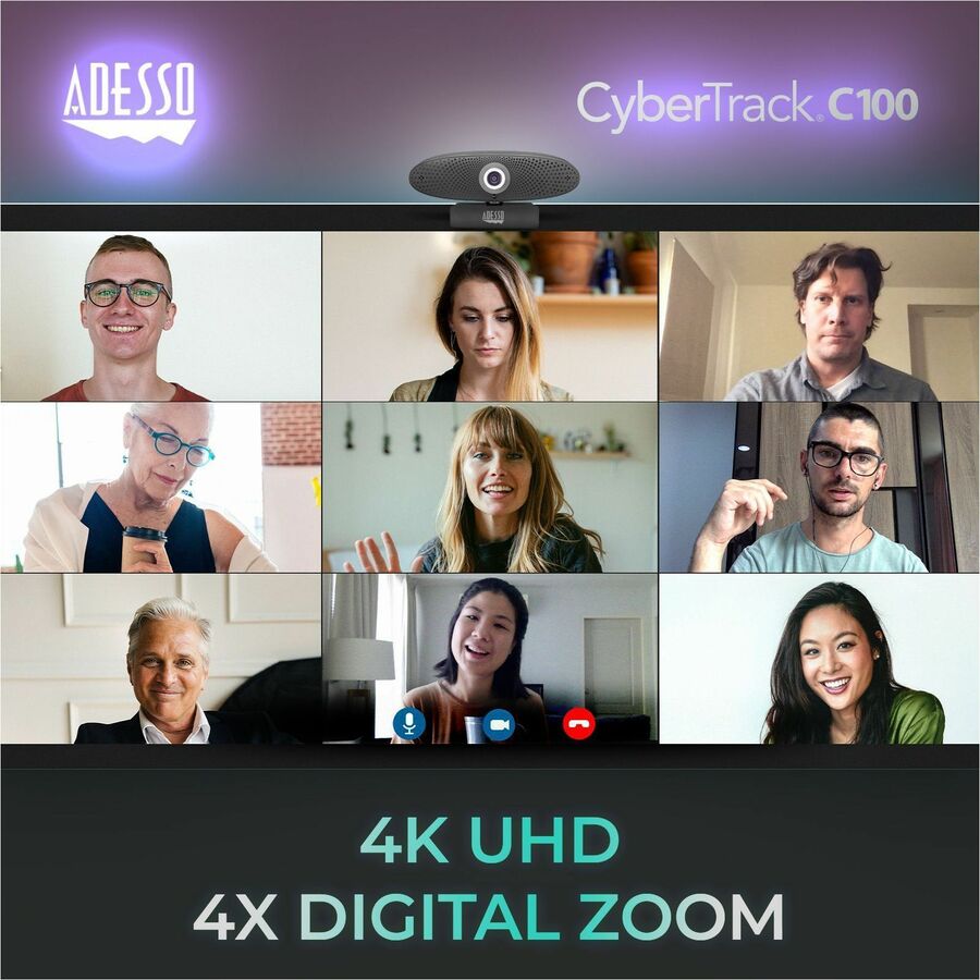 Adesso CyberTrack C100 Webcam - 8 Megapixel - 30 fps - USB 2.0 — CyberTrack C100