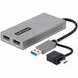 StarTech.com USB to Dual HDMI Adapter, USB A/C to 2x HDMI Displays (1x 4K30, 1x 1080p), USB 3.0 to HDMI Converter, 4in/11cm Cable, Win/Mac — 107B-USB-HDMI