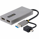 StarTech.com USB to Dual HDMI Adapter, USB A/C to 2x HDMI Displays (1x 4K30, 1x 1080p), USB 3.0 to HDMI Converter, 4in/11cm Cable, Win/Mac — 107B-USB-HDMI