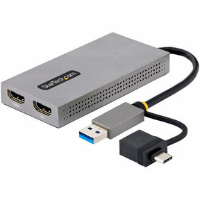 StarTech.com USB to Dual HDMI Adapter, USB A/C to 2x HDMI Displays (1x 4K30, 1x 1080p), USB 3.0 to HDMI Converter, 4in/11cm Cable, Win/Mac — 107B-USB-HDMI