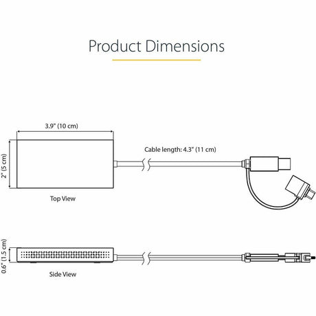 StarTech.com USB to Dual HDMI Adapter, USB A/C to 2x HDMI Displays (1x 4K30, 1x 1080p), USB 3.0 to HDMI Converter, 4in/11cm Cable, Win/Mac — 107B-USB-HDMI