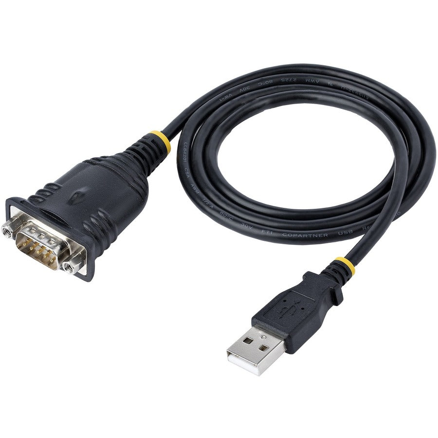 StarTech.com 3ft (1m) USB to Serial Cable, DB9 Male RS232 to USB Converter, USB to Serial Adapter, COM Port Adapter with Prolific IC — 1P3FP-USB-SERIAL