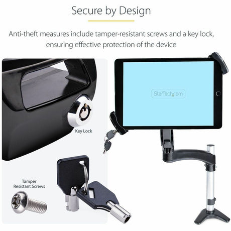 StarTech.com VESA Mount Adapter for Tablets 7.9 to 12.5in, Up to 2kg /4.4lb, 75x75/100x100, Universal Anti-Theft Tablet VESA Mount Clamp — TABLET-VESA-ADAPTER