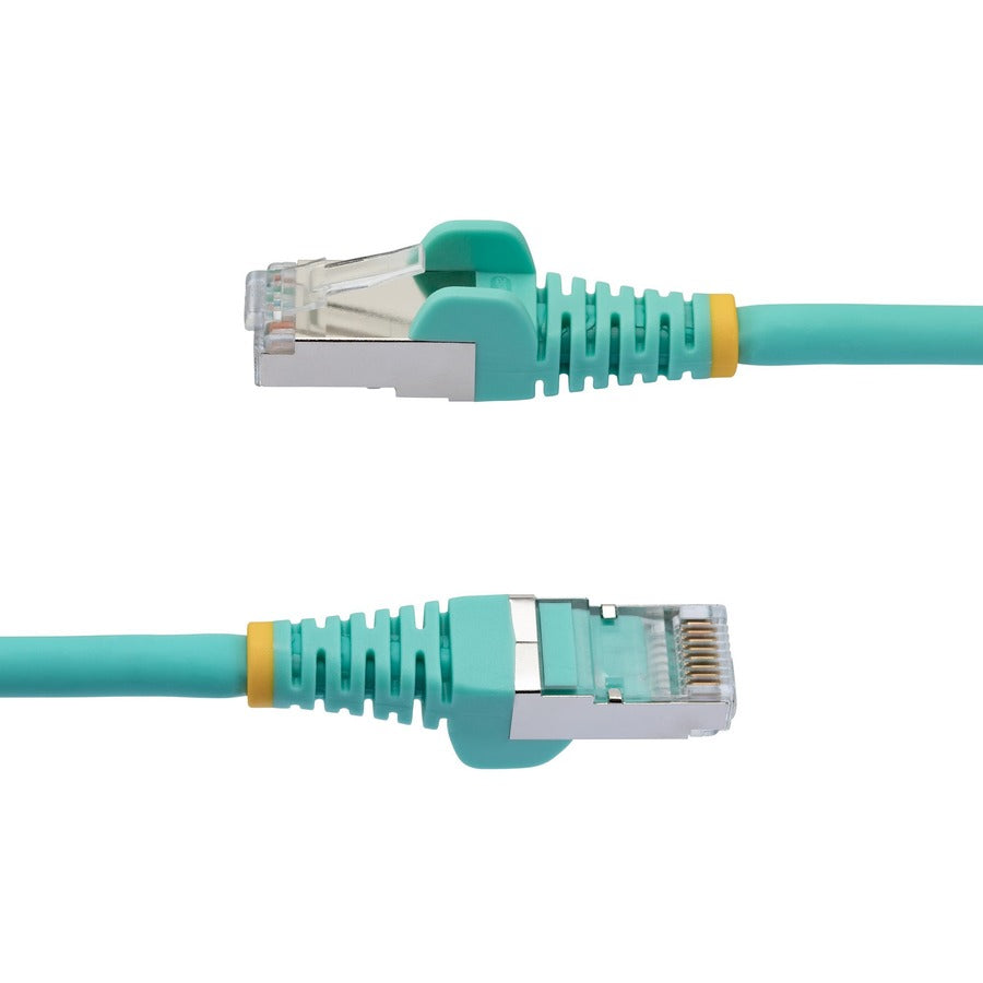StarTech.com 4ft CAT6a Ethernet Cable, Aqua Low Smoke Zero Halogen (LSZH) 10 GbE 100W PoE S/FTP Snagless RJ-45 Network Patch Cord — NLAQ-4F-CAT6A-PATCH