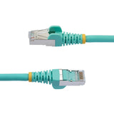 StarTech.com 4ft CAT6a Ethernet Cable, Aqua Low Smoke Zero Halogen (LSZH) 10 GbE 100W PoE S/FTP Snagless RJ-45 Network Patch Cord — NLAQ-4F-CAT6A-PATCH