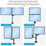 StarTech.com Desk Mount Dual Monitor Arm, Height Adjustable Monitor Mount for 2x VESA Displays up to 32" (17.6lb/8kg), Mechanical Spring — ARMDUALPIVOT