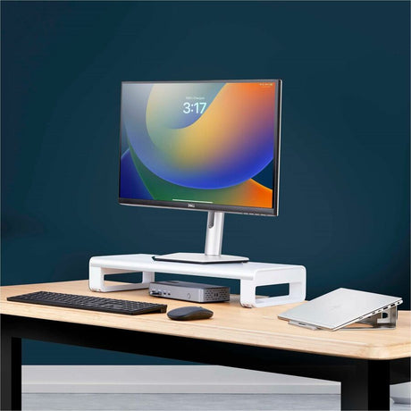 StarTech.com Ergonomic Monitor Riser Stand, Up to 33lb/15kg, Fixed height 3.5in/9cm, Desktop Computer Monitor/Laptop Riser, Steel Platform — 1MFSW-MONITOR-RISER
