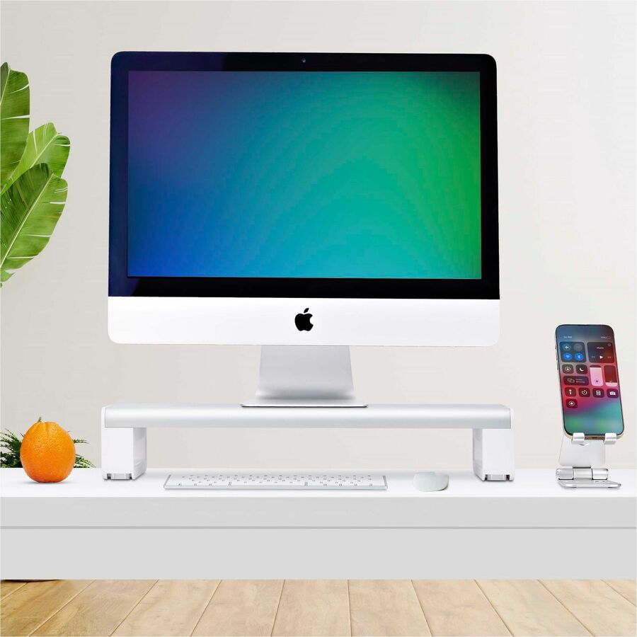 StarTech.com Ergonomic Monitor Riser Stand, Up to 33lb/15kg, Fixed height 3.5in/9cm, Desktop Computer Monitor/Laptop Riser, Steel Platform — 1MFSW-MONITOR-RISER
