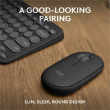Logitech Pebble 2 Combo, Wireless Keyboard and Mouse, Quiet and Portable, Customizable, Logi Bolt, Tonal Graphite — 920-012061