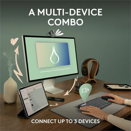 Logitech Pebble 2 Combo, Wireless Keyboard and Mouse, Quiet and Portable, Customizable, Logi Bolt, Tonal Graphite — 920-012061