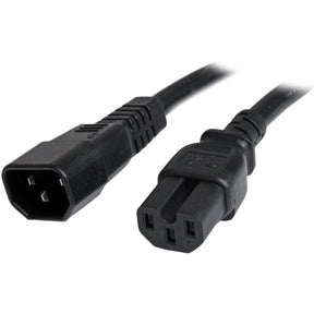 StarTech.com 6ft (1.8m) Heavy Duty Extension Cord, IEC C14 to IEC C15 Black Extension Cord, 15A 250V, 14AWG, Heavy Gauge Power Cable — PXTC14C156