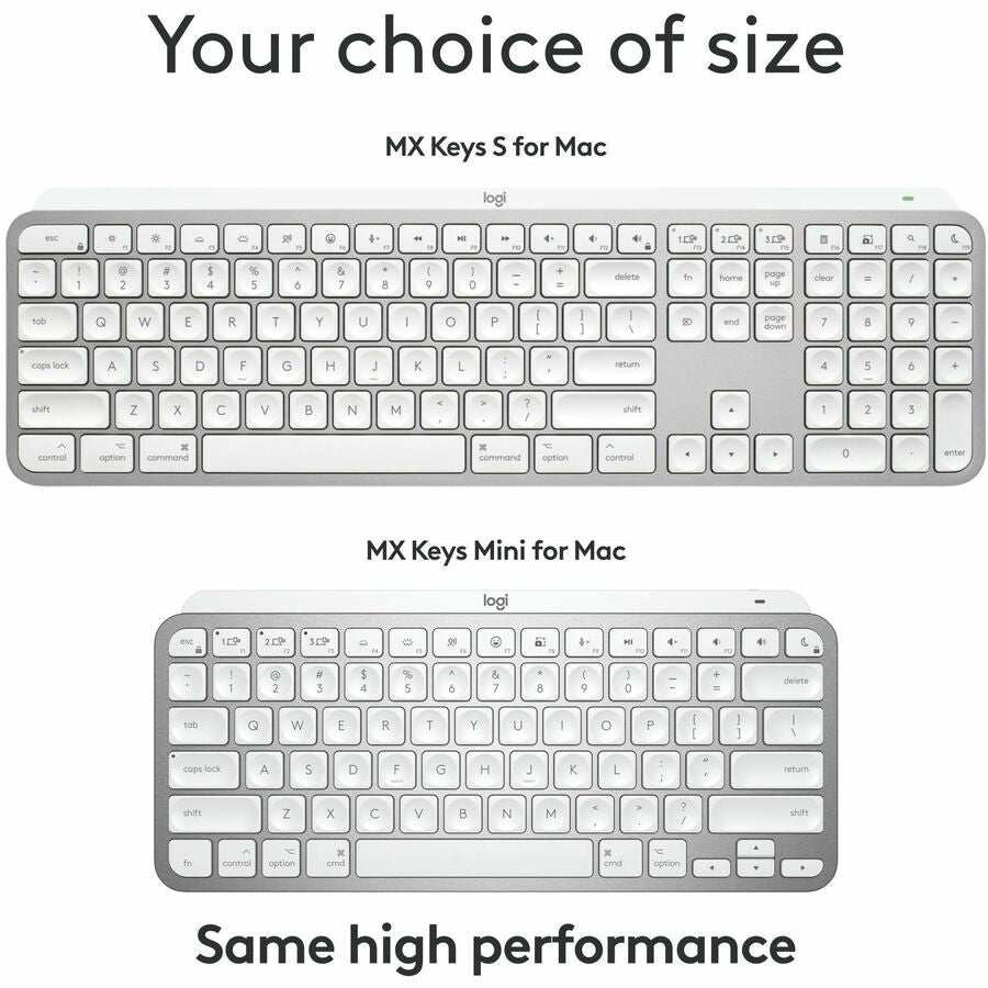 Logitech MX Keys S for Mac, Wireless Keyboard, Fluid, Precise Laptop-Like Typing, Programmable Keys, Backlit, Bluetooth, Pale Grey — 920-011622