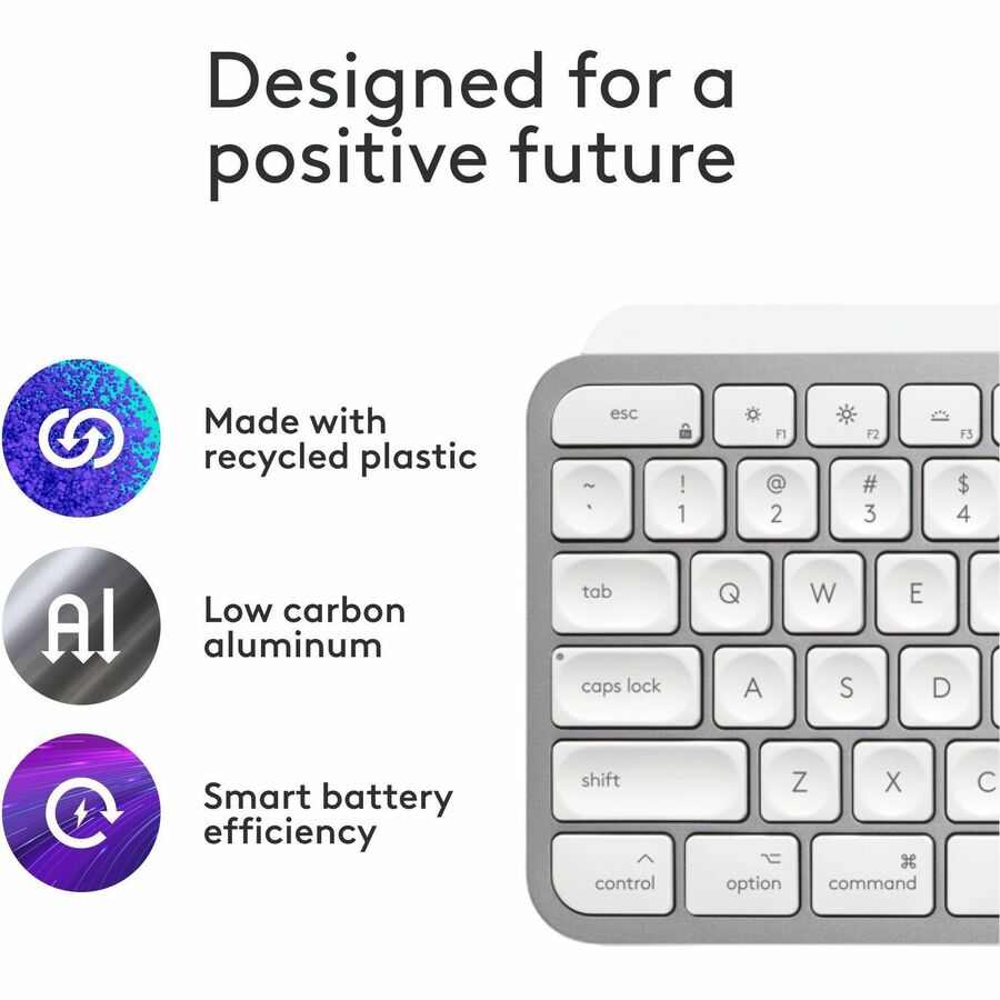 Logitech MX Keys S for Mac, Wireless Keyboard, Fluid, Precise Laptop-Like Typing, Programmable Keys, Backlit, Bluetooth, Pale Grey — 920-011622