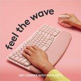Logitech Wave Keys Wireless Ergonomic Keyboard with Cushioned Palm Rest, Comfortable Natural Typing, Easy-Switch, Rose — 920-012276