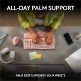 Logitech Wave Keys Wireless Ergonomic Keyboard with Cushioned Palm Rest, Comfortable Natural Typing, Easy-Switch, Rose — 920-012276