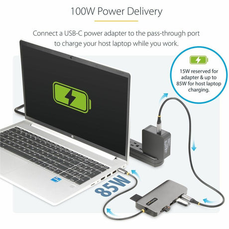 StarTech.com USB-C Triple-Monitor Multiport Adapter, Dual 4K 60Hz + 4K 30Hz HDMI & DP, 4x USB-A, 100W PD Pass-Through, GbE, SD Card Reader — 154B-USBC-MULTIPORT