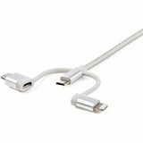 StarTech.com 6ft (1.8m) USB Multi-Charging Cable, USB-A to Lightning/USB-C/Micro-USB, Apple MFi Certified, Braided Nylon Jacket; USB 3-in-1 Charger Cable/Cord — LTCUB6GR