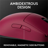 Logitech G PRO 2 LIGHTSPEED Wireless Gaming Mouse, Right- or Left-Handed Mouse with up to 4 Customizable and Switchable Magnetic Side Buttons, 32k DPI Sensor, USB-C Charging, for PC/Mac - Magenta — 910-007291