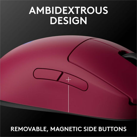 Logitech G PRO 2 LIGHTSPEED Wireless Gaming Mouse, Right- or Left-Handed Mouse with up to 4 Customizable and Switchable Magnetic Side Buttons, 32k DPI Sensor, USB-C Charging, for PC/Mac - Magenta — 910-007291