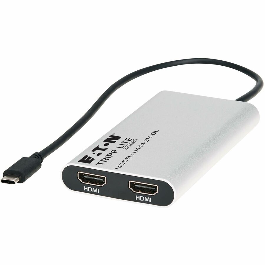 Eaton Tripp Lite Series USB-C Adapter, Dual Display - 4K 60 Hz HDMI, 100W PD Passthrough, Silver, TAA — U444-2H-DL