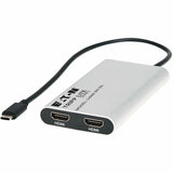 Eaton Tripp Lite Series USB-C Adapter, Dual Display - 4K 60 Hz HDMI, 100W PD Passthrough, Silver, TAA — U444-2H-DL