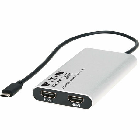 Eaton Tripp Lite Series USB-C Adapter, Dual Display - 4K 60 Hz HDMI, 100W PD Passthrough, Silver, TAA — U444-2H-DL