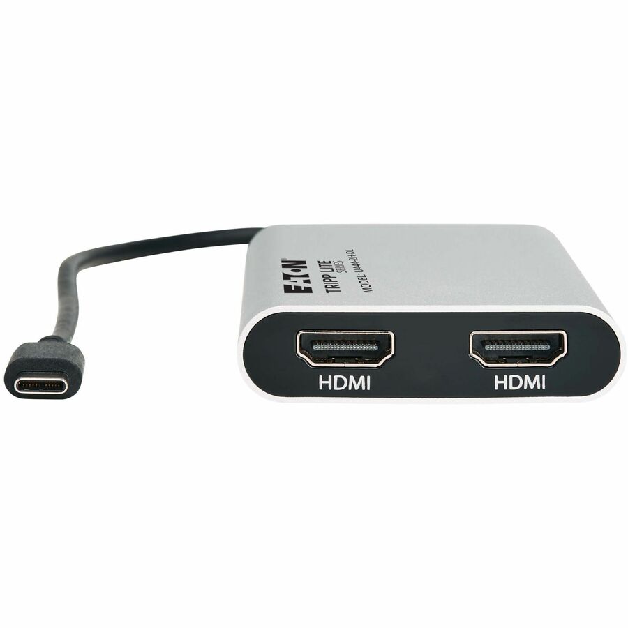 Eaton Tripp Lite Series USB-C Adapter, Dual Display - 4K 60 Hz HDMI, 100W PD Passthrough, Silver, TAA — U444-2H-DL