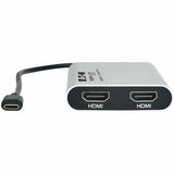 Eaton Tripp Lite Series USB-C Adapter, Dual Display - 4K 60 Hz HDMI, 100W PD Passthrough, Silver, TAA — U444-2H-DL