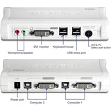 TRENDnet 2-Port DVI USB KVM Switch & Cable Kit with Audio, Manage Two PCs, 2 x USB Keyboard & Mouse Ports, 2 x Bonus USB 2.0 Ports, 2 Way Audio Support, TK-204UK