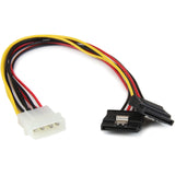 StarTech.com 12in LP4 to 2x Latching SATA Power Y Cable Splitter Adapter - 4 Pin Molex to Dual SATA — PYO2LP4LSATA