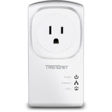 TRENDnet Powerline 500 AV Nano Adapter Kit With Built-In Outlet, Power Outlet Pass-Through, Includes 2 x TPL-407E Adapters, Plug & Play, Ideal For Smart TVs, Gaming, White, TPL-407E2K