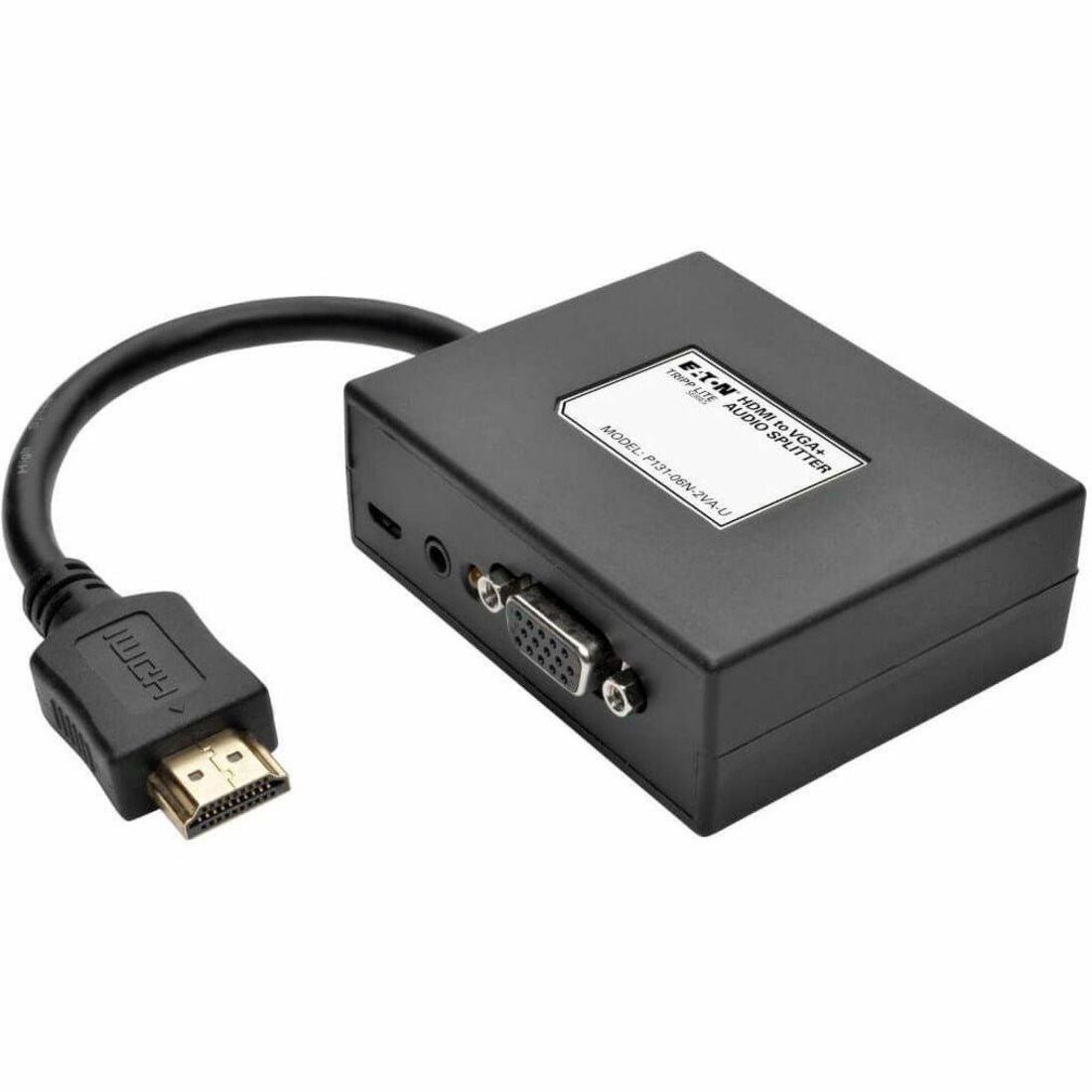 Eaton Tripp Lite Series HDMI to VGA and Audio Adapter, 6 in. (15.2 cm), Black, TAA — P131-06N-2VA-U