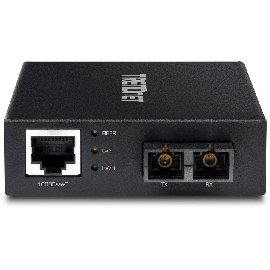 TRENDnet 1000Base-T to 1000Base-SX Multi-Mode SC Fiber Converter; Up to 550m (1800 ft.); 2 Gbps Switching Capacity; TFC-GMSC