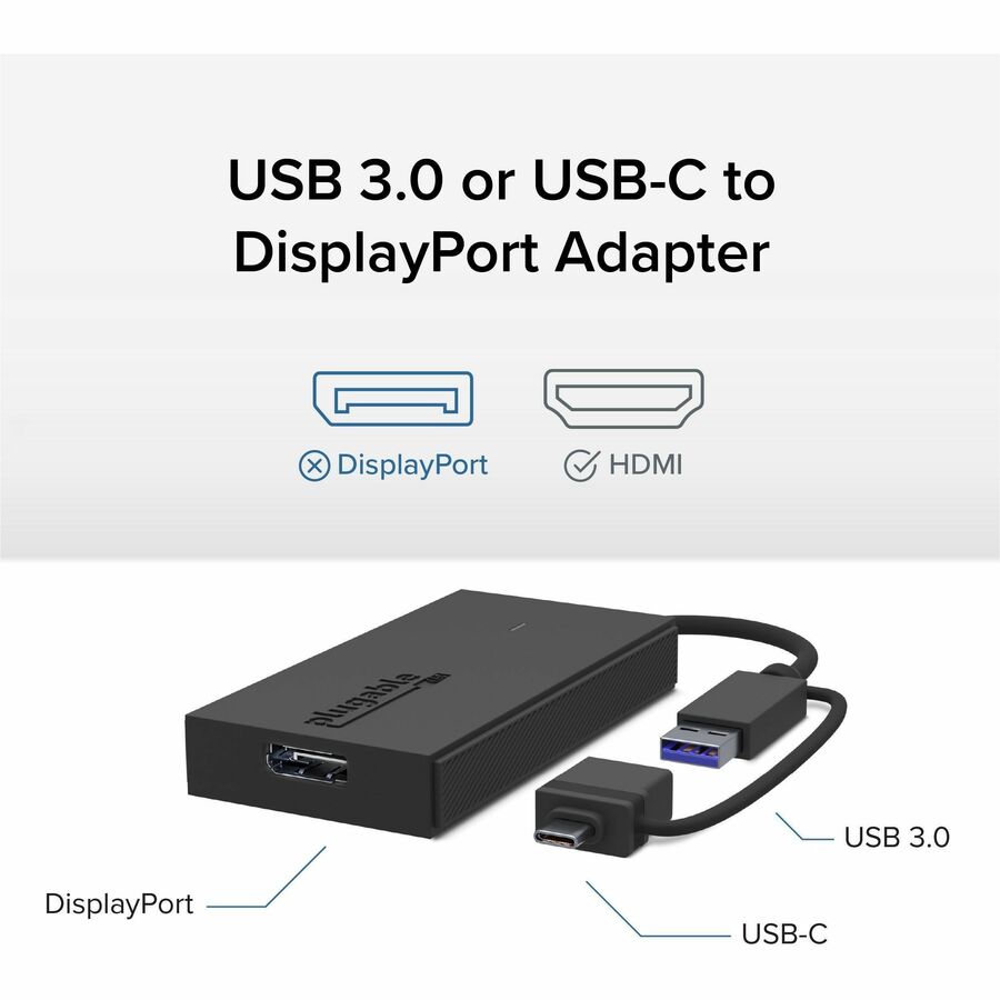 Plugable USB C to DisplayPort Adapter, Universal Video Graphics Adapter for USB 3.0 and USB-C Macs and Windows — UGA-DP-S