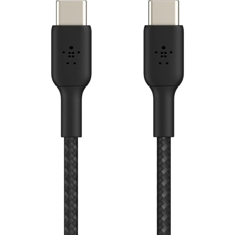 Belkin 60W USB-C to USB-C Cable - 480 Mbps - Nylon, Braided - M/M - 2m/6.6ft - Black — CAB004bt2MBK