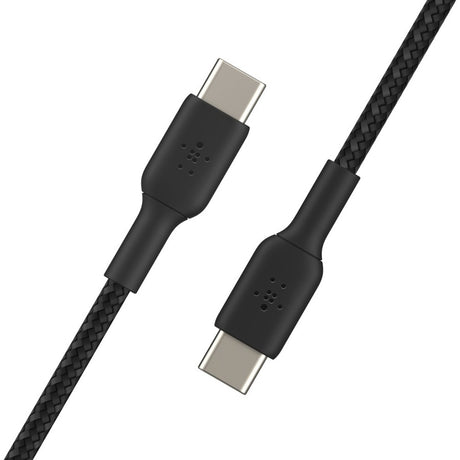 Belkin 60W USB-C to USB-C Cable - 480 Mbps - Nylon, Braided - M/M - 2m/6.6ft - Black — CAB004bt2MBK