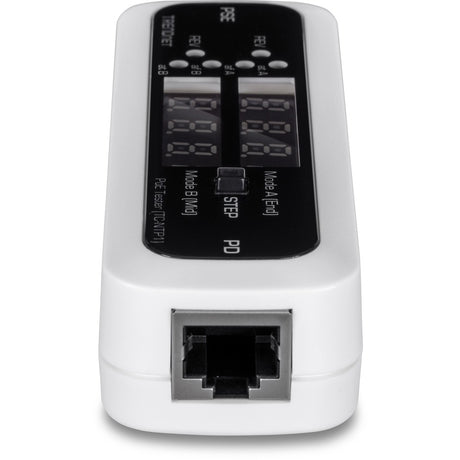 TRENDnet Inline PoE Tester, TC-NTP1, Tests 4PPoE, PoE+, PoE & Passive PoE Technology, Wattage, Voltage, Amperage, Polarity, LED Display, Battery-Free, Troubleshoot PoE Issues, IEEE 802.3af/at/bt — TC-NTP1