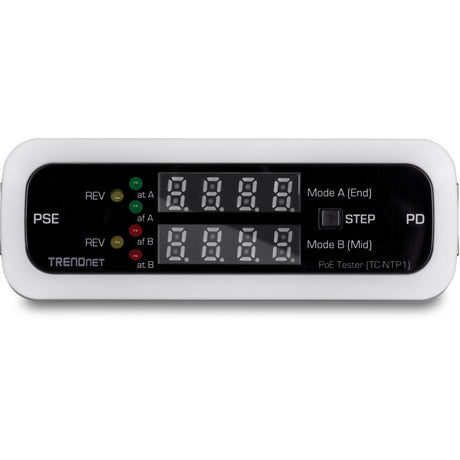 TRENDnet Inline PoE Tester, TC-NTP1, Tests 4PPoE, PoE+, PoE & Passive PoE Technology, Wattage, Voltage, Amperage, Polarity, LED Display, Battery-Free, Troubleshoot PoE Issues, IEEE 802.3af/at/bt — TC-NTP1